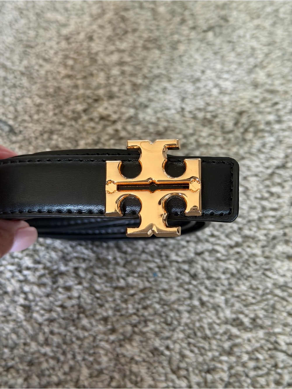 Tory Burch-Inspired Women’s Black Belt with Gold Buckle